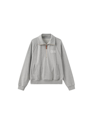 ONE BY CUBIC Collared Half-Zip Embroidered 100% Cotton Sweatshirt