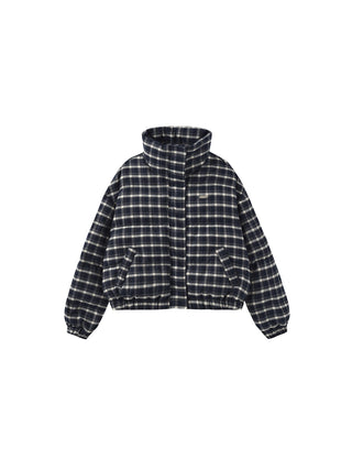 Lattice Puffer Coat with Zip Closure