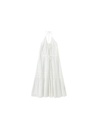 White Lace Halterneck Maxi Dress