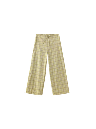 Wide Leg Casual Pants in Yellow Check