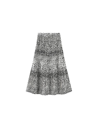 Retro Leopard Pleated A-Line Skirt