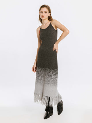 Gradient Knitted Maxi Dress with Wool Blend