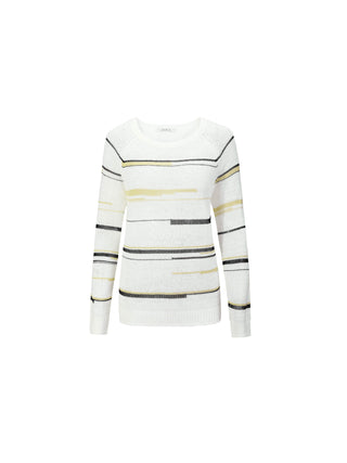 Striped Knit Long Sleeve Top with Wool Blend