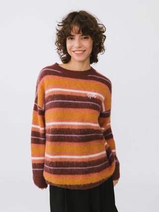 Fluffy Striped Oversized Knit Sweater