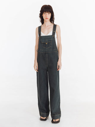 Heavy Washed Retro Denim Overalls