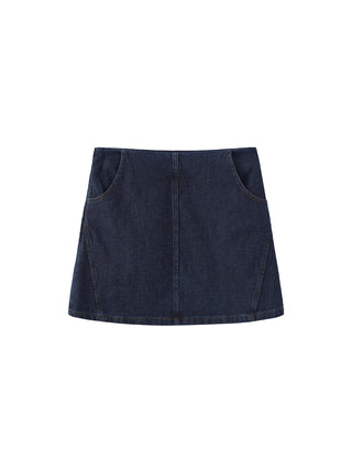 Retro A-line Denim Skirt without Waistband