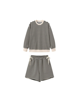 ONE BY CUBIC Stripped Sweatshirt and Shorts Set