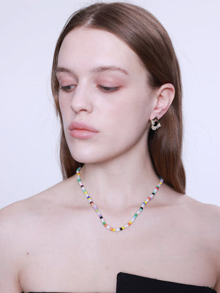 Multi-Coloured Beads and Pearls Thin Necklace
