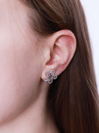 Flower Stone Inlay Stud Earrings