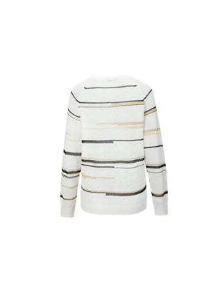 Striped Knit Long Sleeve Top with Wool Blend