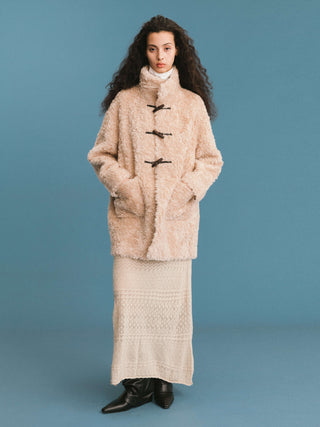 ONE BY CUBIC Hign Collar Furry Wool Coat