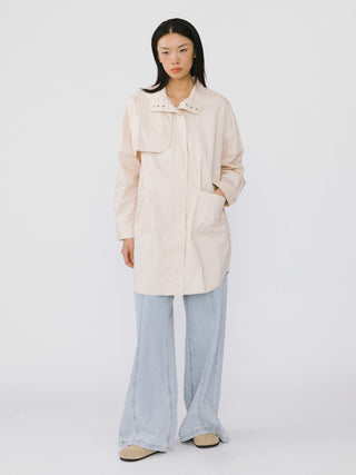 Stand-Up Collar Mid-Length Trench Coat