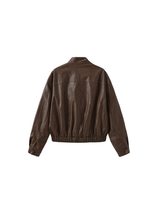 Caramel Dark Brown Leather Cargo Jacket