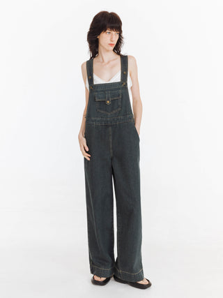 Heavy Washed Retro Denim Overalls