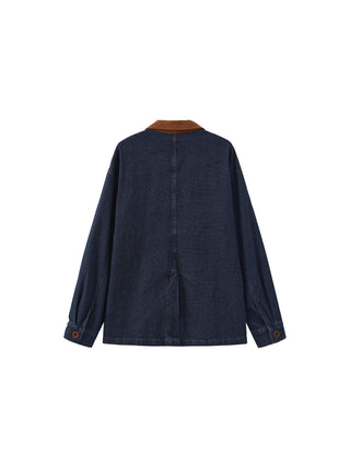 Retro Contrast Color Cotton Denim Jacket