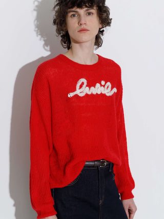 "CUBIC" Embroidered Crewneck Sweater