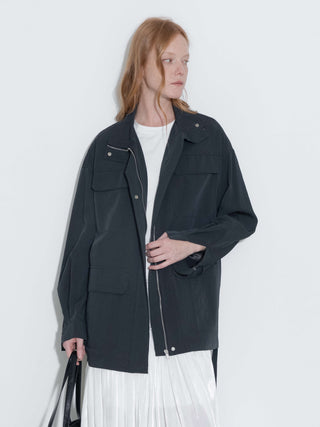 Oversized Funnel Neck Cropped Cargo Jacket