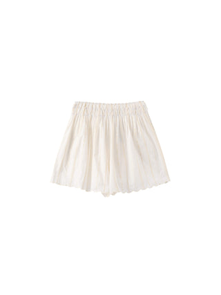 100% Cotton Lace-Trim Elasticated Mini Skirt