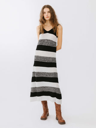 Striped Sleeveless Knit Maxi Dress