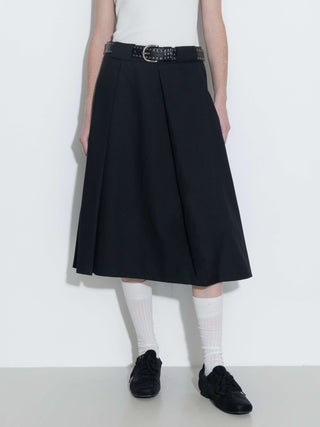 High Waist Pleated A-line Skirt