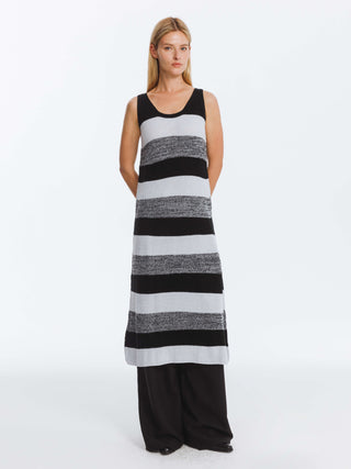 Contrast Striped Knitted Sleeveless Dress