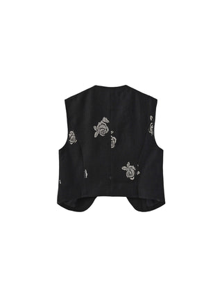 3D Rose Embroidered Beaded Waistcoat