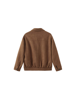 ONE BY CUBIC Elastic Hem Suede Jacket