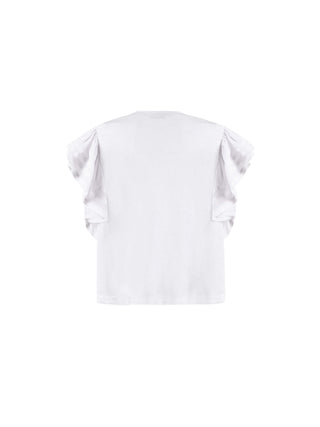 Loose Fit T-shirt with Ruffle Sleeves