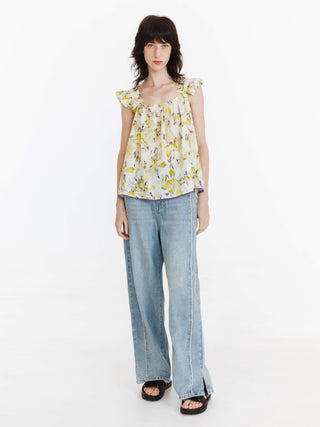 Fray Panelled Wide Leg Jeans