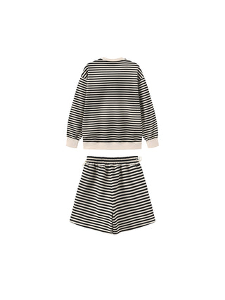 ONE BY CUBIC Stripped Sweatshirt and Shorts Set