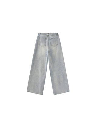 100% Cotton Straight-Leg Wide-Leg Jeans