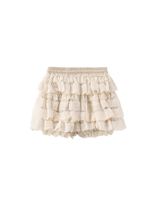 Lace Tiered Mini Skirt with Elastic Waist