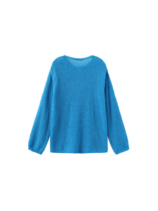 Blue Oversized Open-Knit Sweater