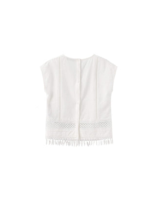 Hollow Out Drop-Shoulder Vest with Tassels