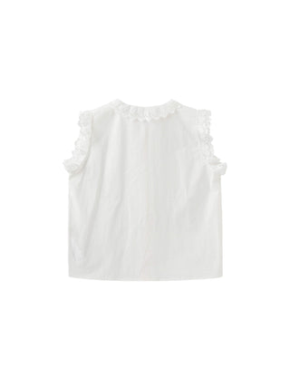 White Cotton Lace Sleeveless Top