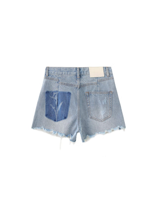 Distressed Denim Short Shorts