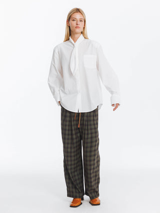 Wide Leg Tartan Casual Trousers