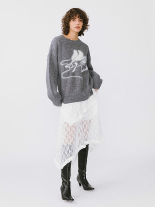 Loose Fit Color Block Jacquard New Year Sweater