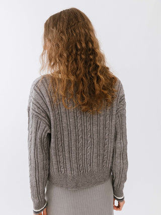 Preppy V-Neck Cable Knit Sweater