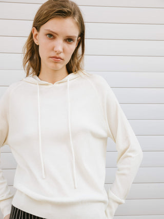 Thin Boxy Hoodie with Wool Blend