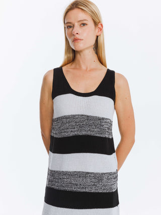 Contrast Striped Knitted Sleeveless Dress