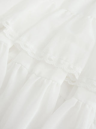 White Lace Tiered Short Dress