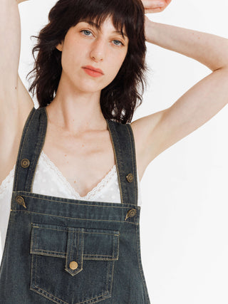 Heavy Washed Retro Denim Overalls