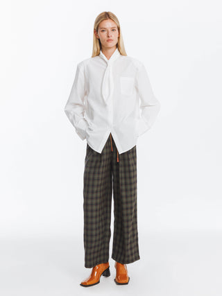 Wide Leg Tartan Casual Trousers