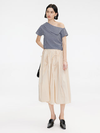 Ruched Waist Tied Up Midi Skirt