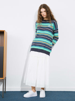 Fluffy Striped Oversized Knit Sweater