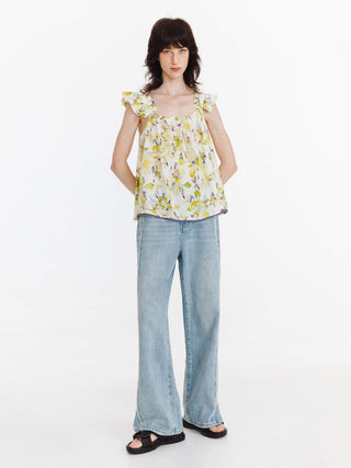 Fray Panelled Wide Leg Jeans