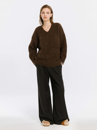 V-Neck Alpaca Knitwear Jumper