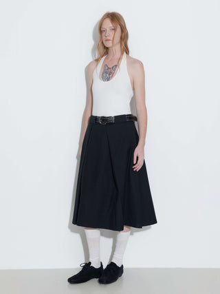 High Waist Pleated A-line Skirt