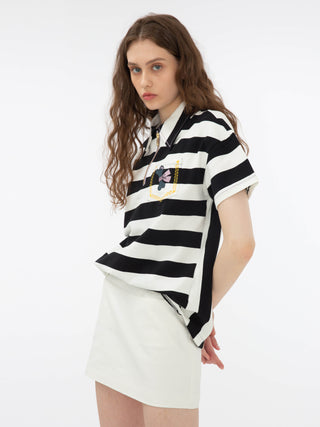 Bone and Bow Embroidered Striped Shirt